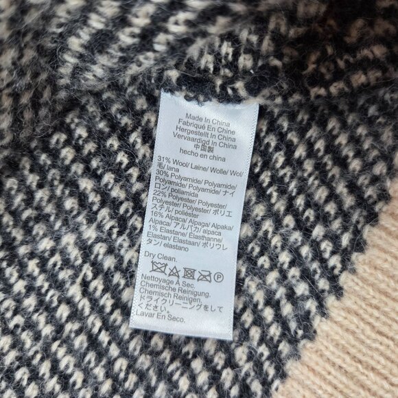 J Crew Cardigan Womens XL Navy Jacquard V Neck Wool Blend Preppy Lady Jacket - Picture 6 of 10